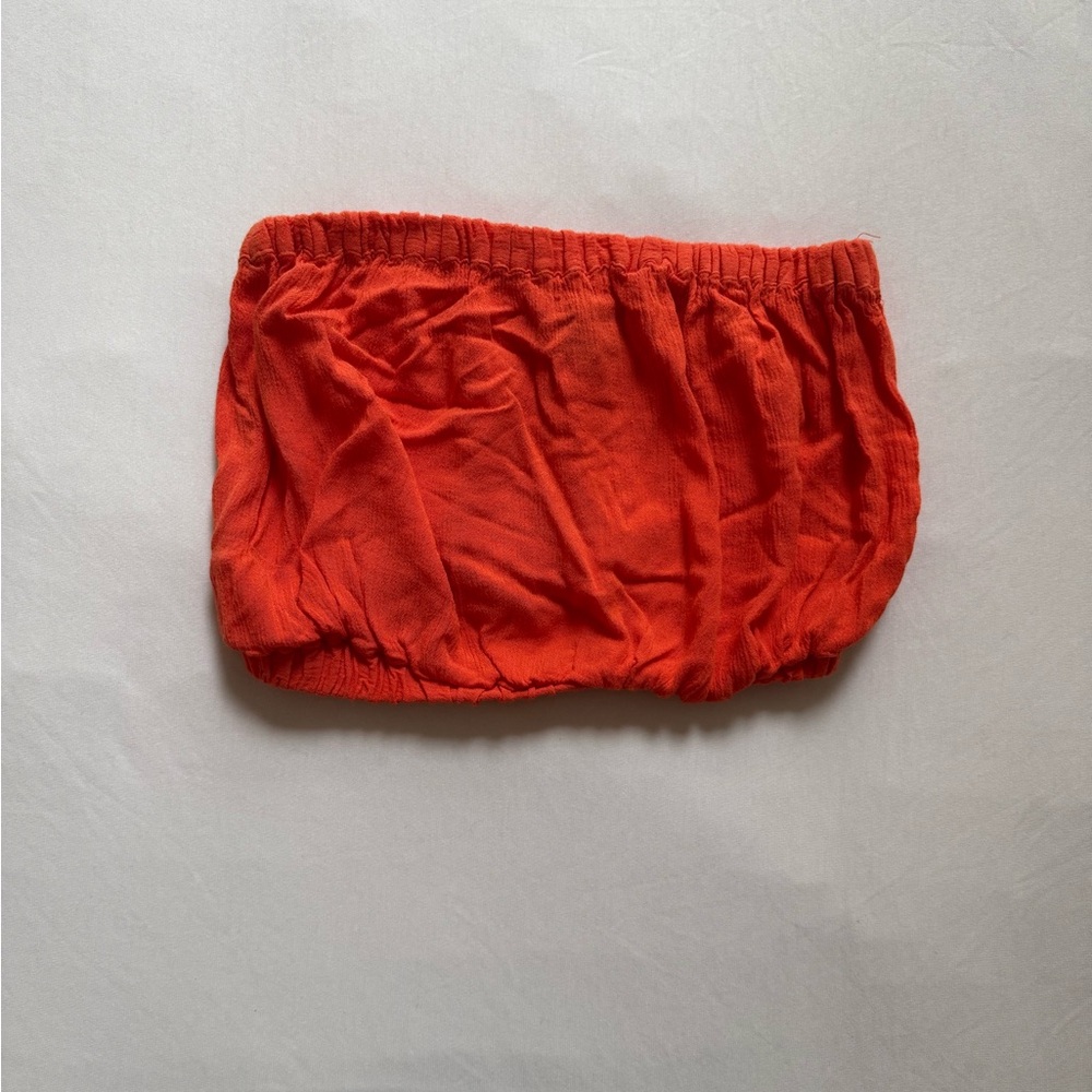 Topshop Orange Strapless Crop Top